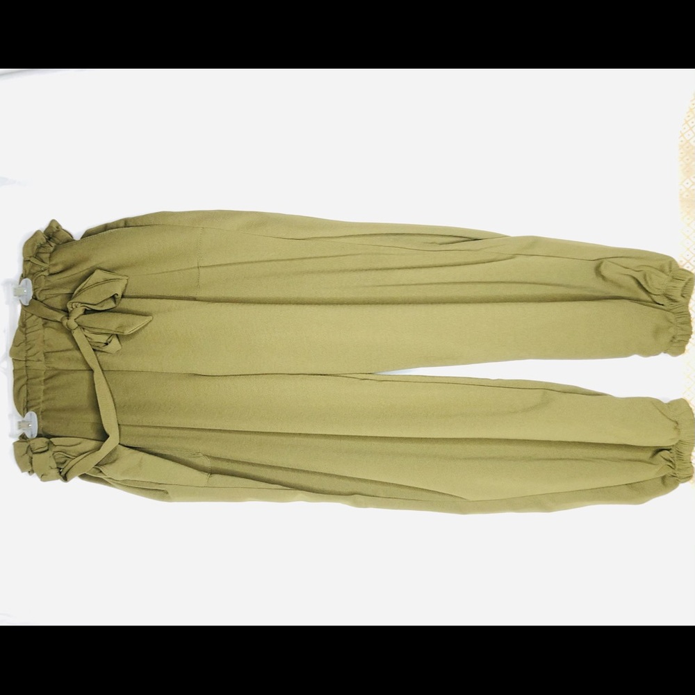 Plus Size Textured Knit Paper Bag Waist Joggers